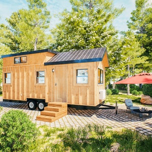 Homestead 24, Traditional Tiny House on Wheels Plans, Small Home Blueprints, 24x8x13 Miniature Dwelling Design (Printed Version Available)
