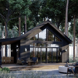 Ironwood Cabin Plans: Modern 2 Bedroom Cabin Design (Digital Download)