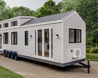 Petite Manor, Traditional Tiny House on Wheels Plans, Small Home Blueprints, 36x8 Miniature Dwelling Design (Printed Version Available)