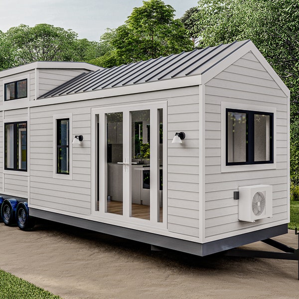 Petite Manor, Traditional Tiny House on Wheels Plans, Small Home Blueprints, 36x8x13 Miniature Dwelling Design (Printed Version Available)