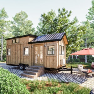 ホームステッド24 タイニーハウスプラン：24x8x13 THOWデザイン（フレンチドアバージョン）（デジタルダウンロード）