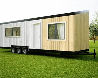 The Trove, Modern Tiny House on Wheels Plans, Small Home Blueprints, 32x10 Miniature Dwelling Design Drawings (Printed Version Available)
