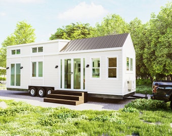Petite Manor XS, Traditional Tiny House on Wheels Plans, Small Home Blueprints, 32x8 Miniature Dwelling Design (Printed Version Available)