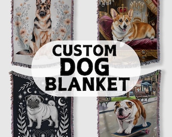 Custom Dog Blanket, Woven Throw Blanket for Couch or Bed, Dog Mom Gift for Home Decor or Tapestry, Custom Pet Blanket, Dog Photo Blanket