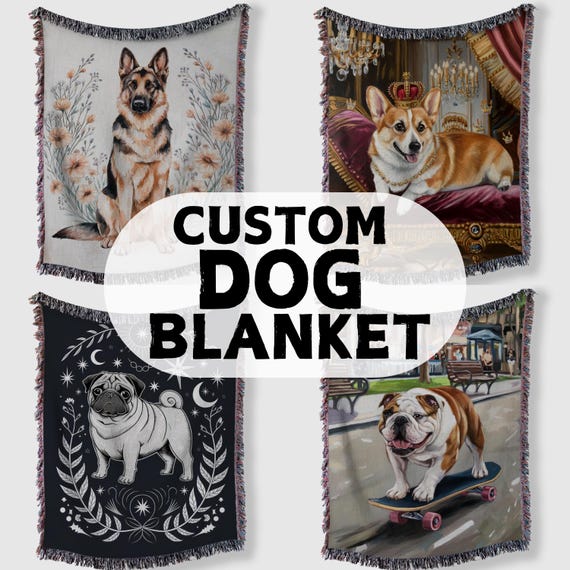 Custom Dog Blanket Woven Throw for Couch or Bed Dog Mom Gift for