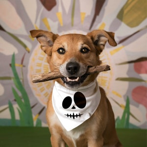 Halloween Hunde Bandana, Spooky Skelett Gesicht, Hunde Bandana über das Halsband für große und kleine Hunde, Geister Bandana