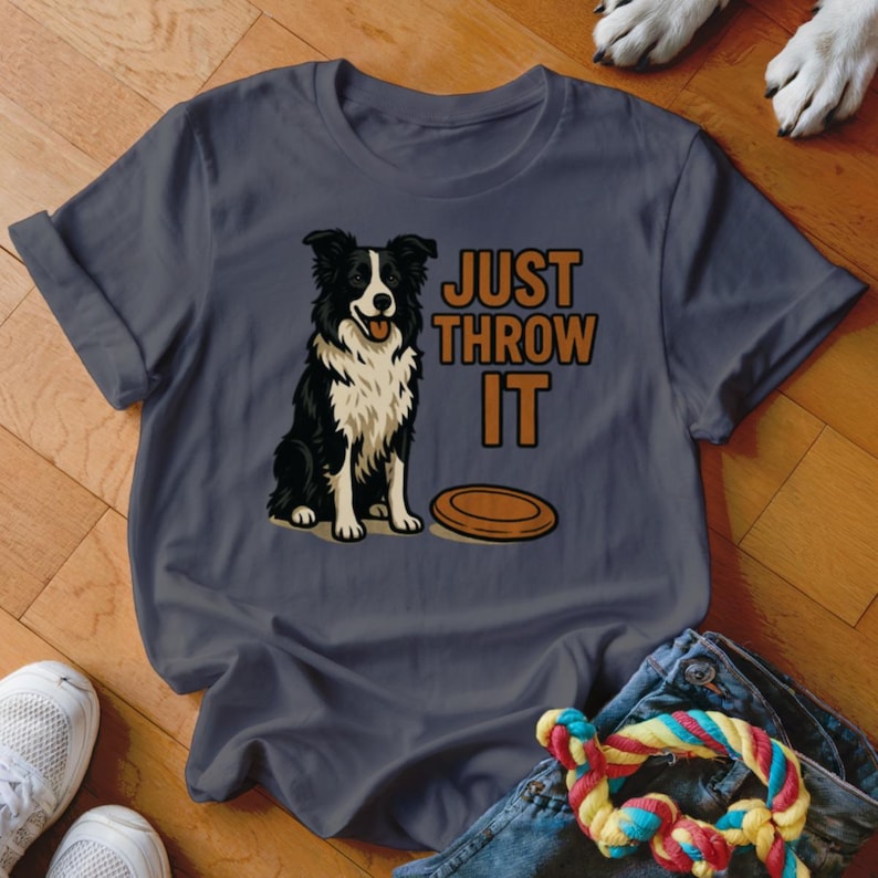 Just Throw It Dog Lover Shirt, Funny Dog Graphic Tee, Dog Playing Frisbee T-Shirt, Perfect Gift For Dog Owners, Mens Womens Shirt