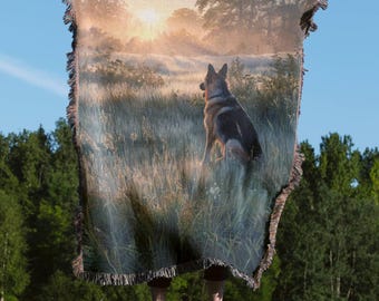 German Shepherd Woven Blanket, GSD Blanket, German Shepherd Mom Gift, German Shepherd Lover Blanket, German Shepherd Home Decor Tapestry