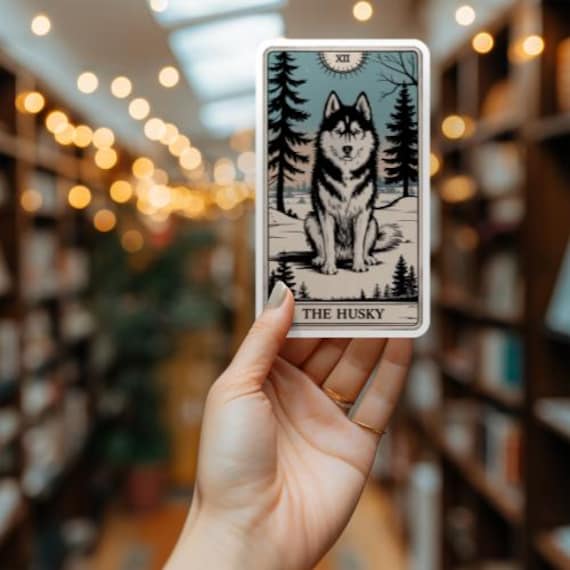 Husky Sticker, Husky Mom Gift, Loves Huskies, Tarot Card Sticker for Husky Dog, Dog Mom Sticker