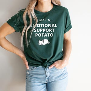 Funny Emotional Support Potato Shirt, Cute Comical Graphic Tee, Casual Everyday Wear, Unique Gift Idea, Humorous Relaxed Fit Top