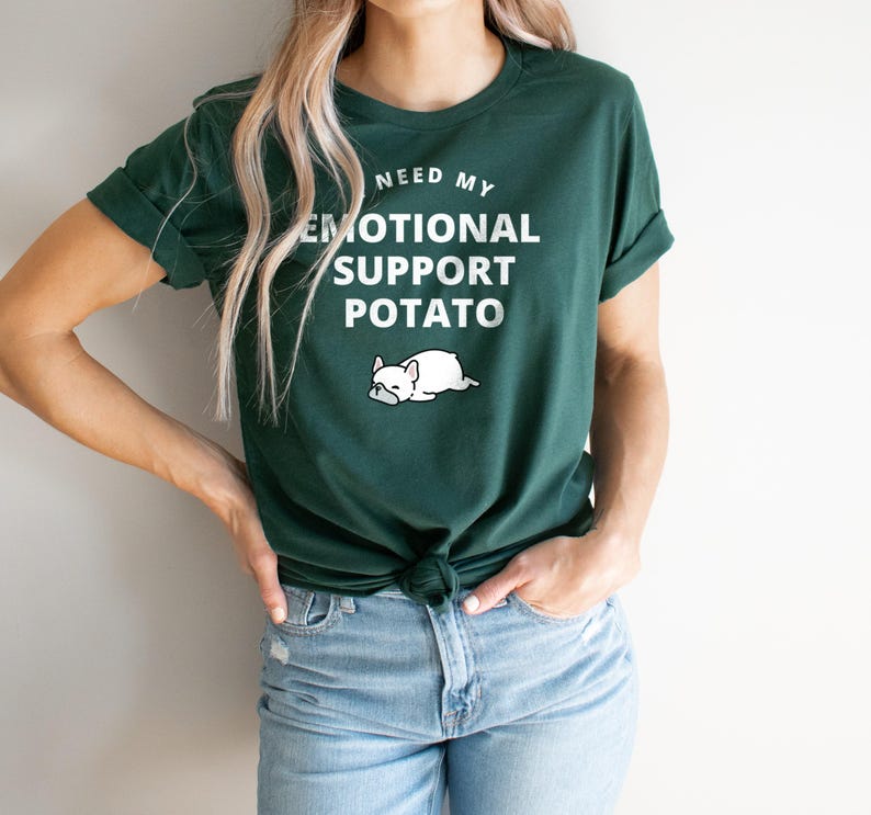 Funny Emotional Support Potato Shirt, Cute Comical Graphic Tee, Casual Everyday Wear, Unique Gift Idea, Humorous Relaxed Fit Top
