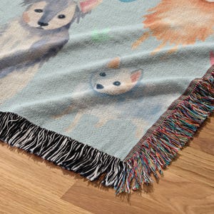 Woven Dog Blanket, Dog Mom Gift, Dog Lover Gift, Watercolor Dog Blanket, Cartoon Dog Blanket, Dog Mom Blanket, Happiness is a Warm Puppy