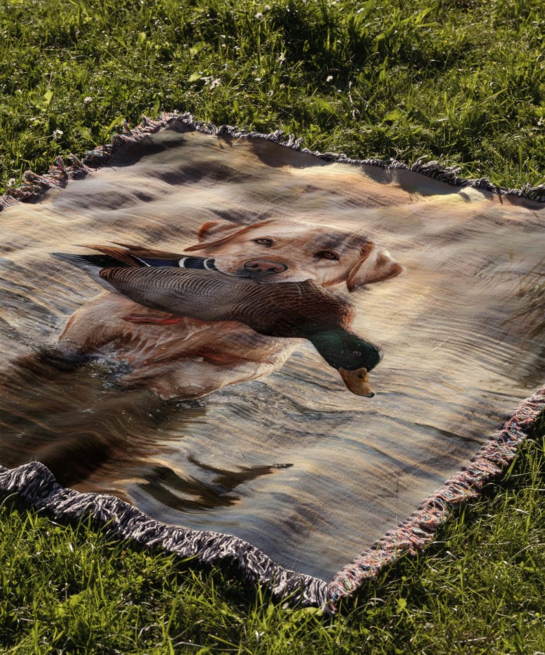 Yellow Lab Blanket, Woven Throw Blanket, Yellow Lab Dog Tapestry