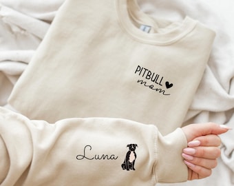 Moletom personalizado Pitbull, suéter Pitbull Mom, presente Pitbull, camisa Pitbull, moletom Pittie Jumper, Pittie Mama, Pitbull personalizado