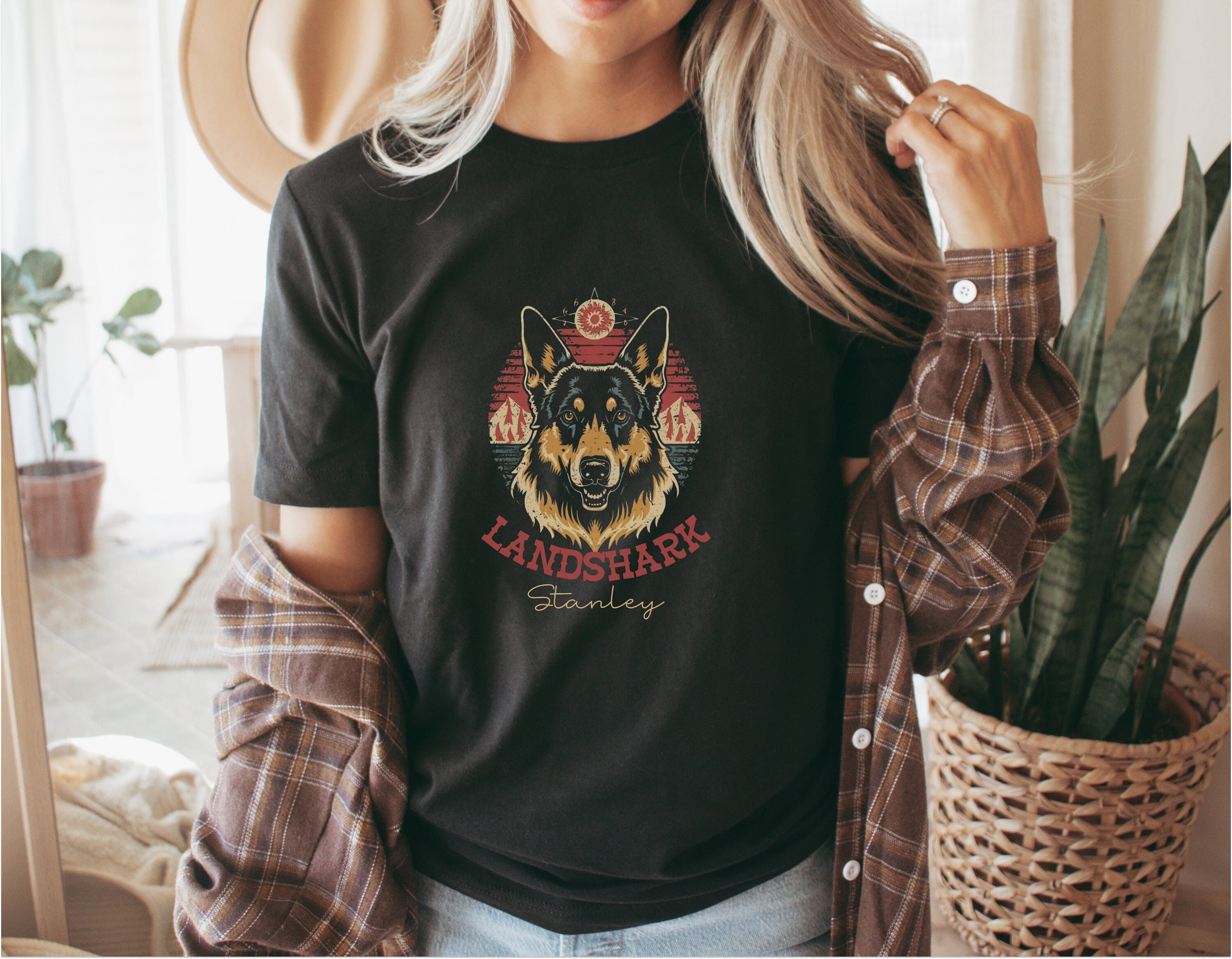 Custom Germany Shepherd Landshark Shirt Personalized Western Cowboy GSD Theme T shirt Gift for Dog Mom Etsy Canada