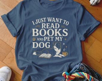 Read Books Pet Dog TShirt, Border Collie Shirt, Book Lover Gift, Dog Owner T Shirt, Cute Animal Tee, Reading and Dogs Top, Bookworm Shirt