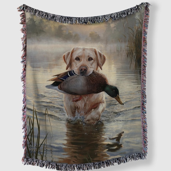 Yellow Lab Blanket, Woven Throw Blanket, Yellow Lab Dog Tapestry