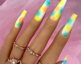 Miami Ombre Press On Nails | Tropical Summer False Nails