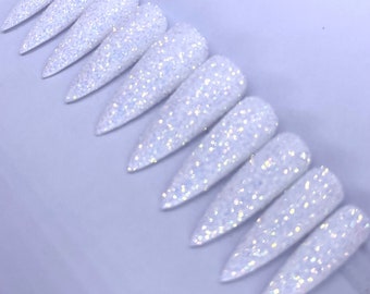 TWINKLE STERN | Weiß Zucker Glitter Press On Nägel