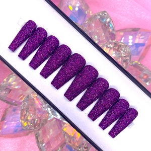 PLUM | Purple Sugar Glitter Press On Nails | Glitter Nails | Press On Nails