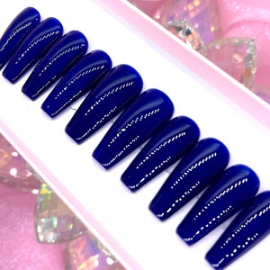 MIDNIGHT | Dark Blue Nails | Press On Nails