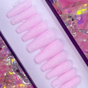 PRINCESS | Pink Sugar Glitter Press On Nails | Pink Nails