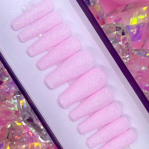 BABY Sugar Glitter Press on Nails Gender Reveal Nails - Etsy