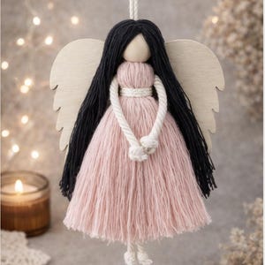 Makramee Engel Ornament, Auto Diffusor für ätherisches Öl, Schutzengel Anhänger, Handgefertigtes Makramee Geschenk, Aromatherapie Kinderzimmer Dekor