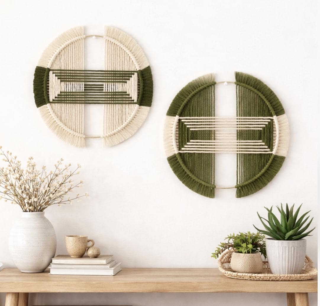 Modern Macrame Wall Hanging | Round Boho Fiber Wall Art | Neutral Brown ...