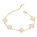 Four Leaf Clover Bracelet White Flower Bracelet , Five Flower 18k Gold Chain Bracelet | Mother of Pearl Perfect gift | Valentines Gift idea