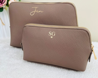 Personalisierte Monogramm Kosmetiktasche, benutzerdefinierte Schminktasche, Geschenk für die Braut, Brautjungfer Tasche, Geburtstagsgeschenk für sie, Geburtstagsgeschenk, Kulturtasche