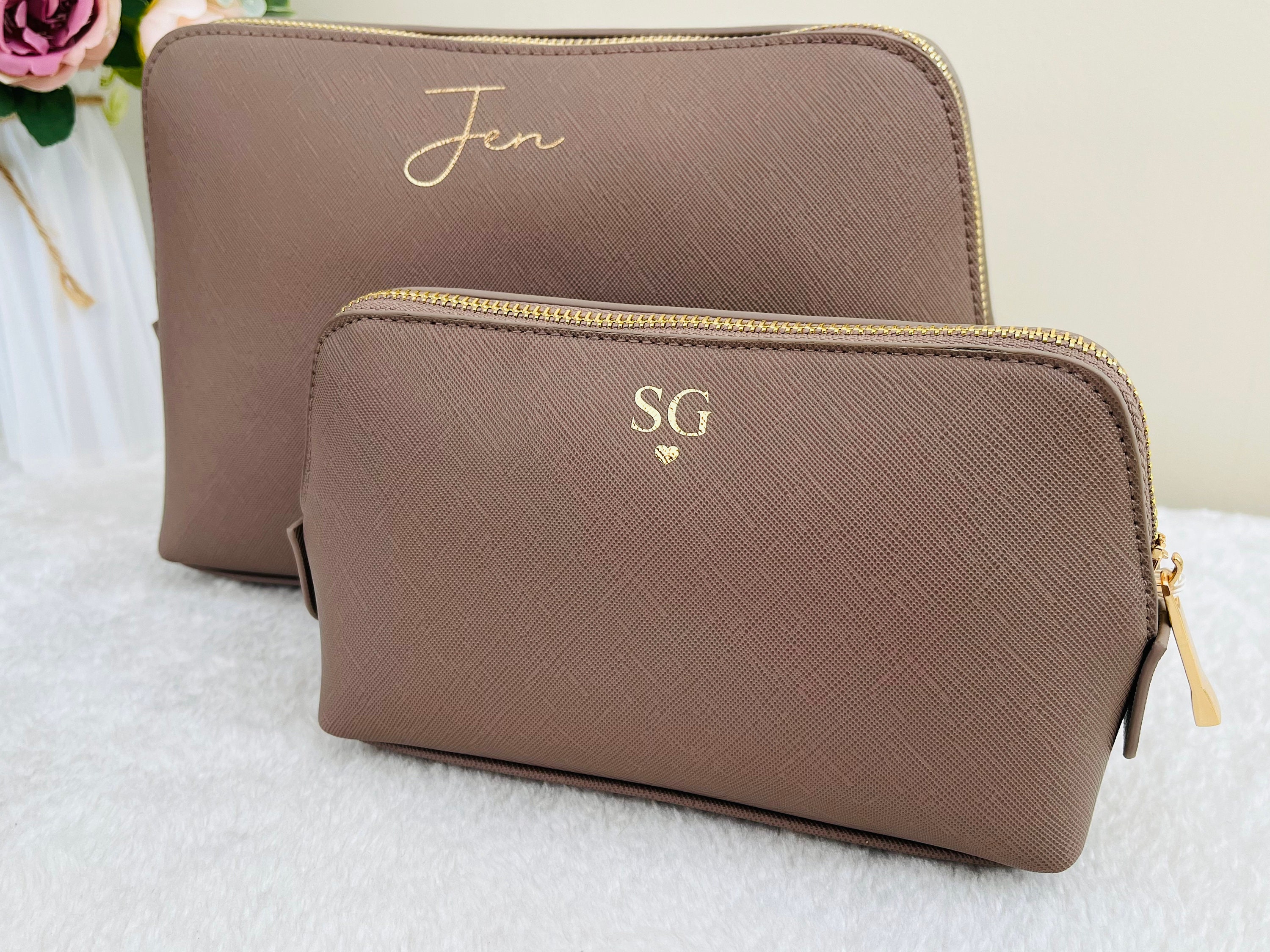 Personalised Monogram Cosmetic Bag, custom makeup bag, bridal party gift, bridesmaid bag, birthday gift for her, birthday gift, toiletry bag