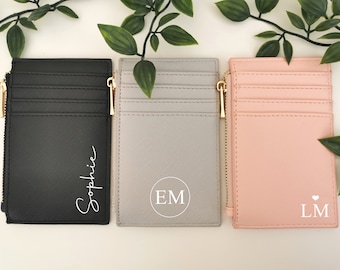 PORTE-CARTES PERSONNALISÉ, porte-monnaie, porte-cartes initial personnalisé, porte-monnaie personnalisé, petit portefeuille monogrammé pour femme, cadeau d'anniversaire pour elle