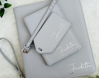 Personalised Travel Set, Travel Gift Set, Customized family travel organiser Set, Passport and Luggage Tag Gift Set, Travel Wallet Set