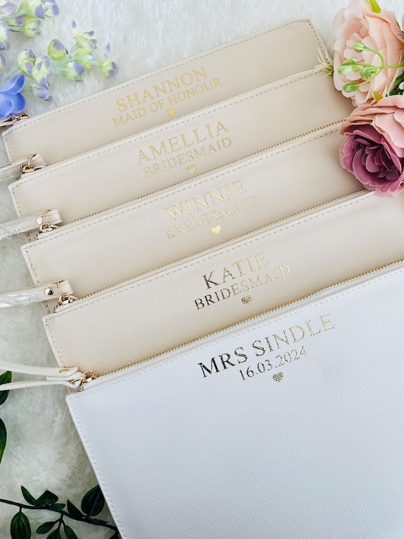 Personalised Clutch Bag, Personalised Bridesmaid Gift, Personalised Handbag, Maid of Honour Gift, Gift for Her, Hen Party Gift