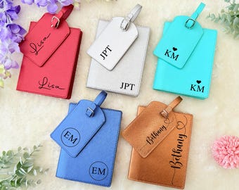 Personalized Passport Cover and Luggage Tag, Custom Passport Holder, Travel Accessories Gift Travel Ideas, Holiday Gift, Wedding Favors