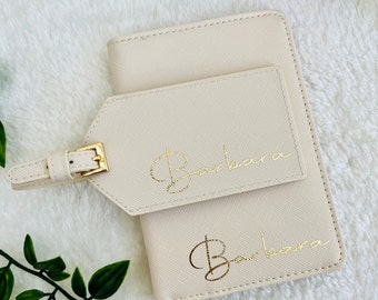 Personalised Passport Holder Set, Personalised Passport Cover, Personalised Luggage Tag, Travel Set, Bridesmaid Gift, Gift for Her, Wedding
