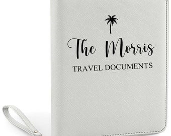 Organizzatore da viaggio personalizzato, regalo di viaggio, portafoglio da viaggio, portapassaporto, cartella per documenti di viaggio, regalo personalizzato per lei, aereo