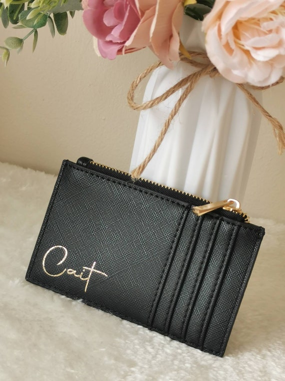 PERSONALISED CARD HOLDER, coin purse, custom initial card holder,  personalised purse, monogram women small wallet, birthday gift for her