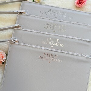 Personalised clutch bag, Bridesmaid Pouch, Hen Party Gift, bridesmaid wristlet, bridesmaids' gifts, gift for her, Birthday gift image 8