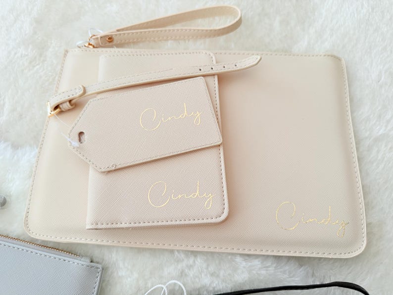 Personalised Travel Set, Travel Gift Set, Passport and Luggage Tag Gift Set, Travel Wallet Set, Customized Bridesmaid and Bride Passport Set image 12