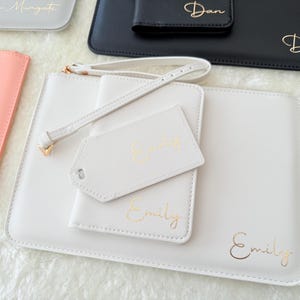 Personalised Travel Set, Travel Gift Set, Passport and Luggage Tag Gift Set, Travel Wallet Set, Customized Bridesmaid and Bride Passport Set image 13