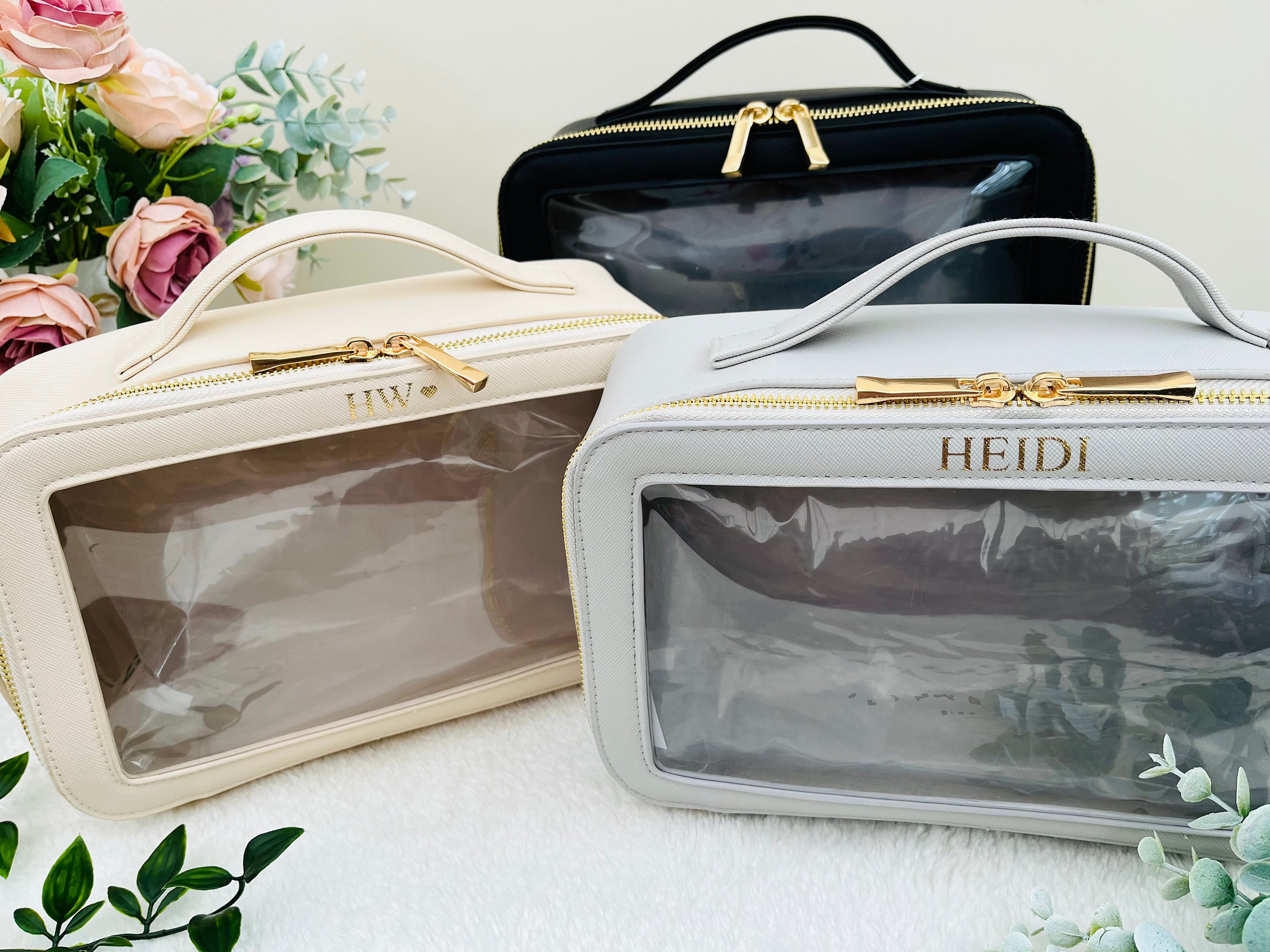 Personalized Clear Travel Makeup Bag – Custom Vanity Case for Toiletries, Travel Must-Have & Perfect Gift for Her