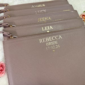 Personalised clutch bag, Bridesmaid Pouch, Hen Party Gift, bridesmaid wristlet, bridesmaids' gifts, gift for her, Birthday gift image 13