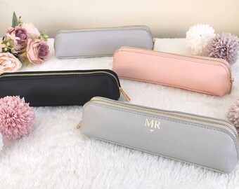 Personalised small cosmetic bag, pencil case | monogram cosmetic bag | Custom makeup bag | personalised gift for her, birthday teacher gift