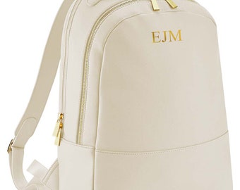 Custom Women Backpack, Personalised Bag with Initials, Faux Leather Rucksack, Travel Backpack, Hand Luggage Bag, Hospital Bag backpack