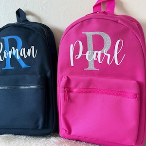 Nom personnalisé Glitter Initial Backpack - Filles Garçons Enfants Enfants Sac à dos préscolaire Sac à dos d'école avec bretelles réglables