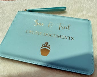 Personalised Travel Document Wallet, Passport Holder, Travel Organiser, Family Holiday Document Holder, Holiday Passport Pouch Travel Folder