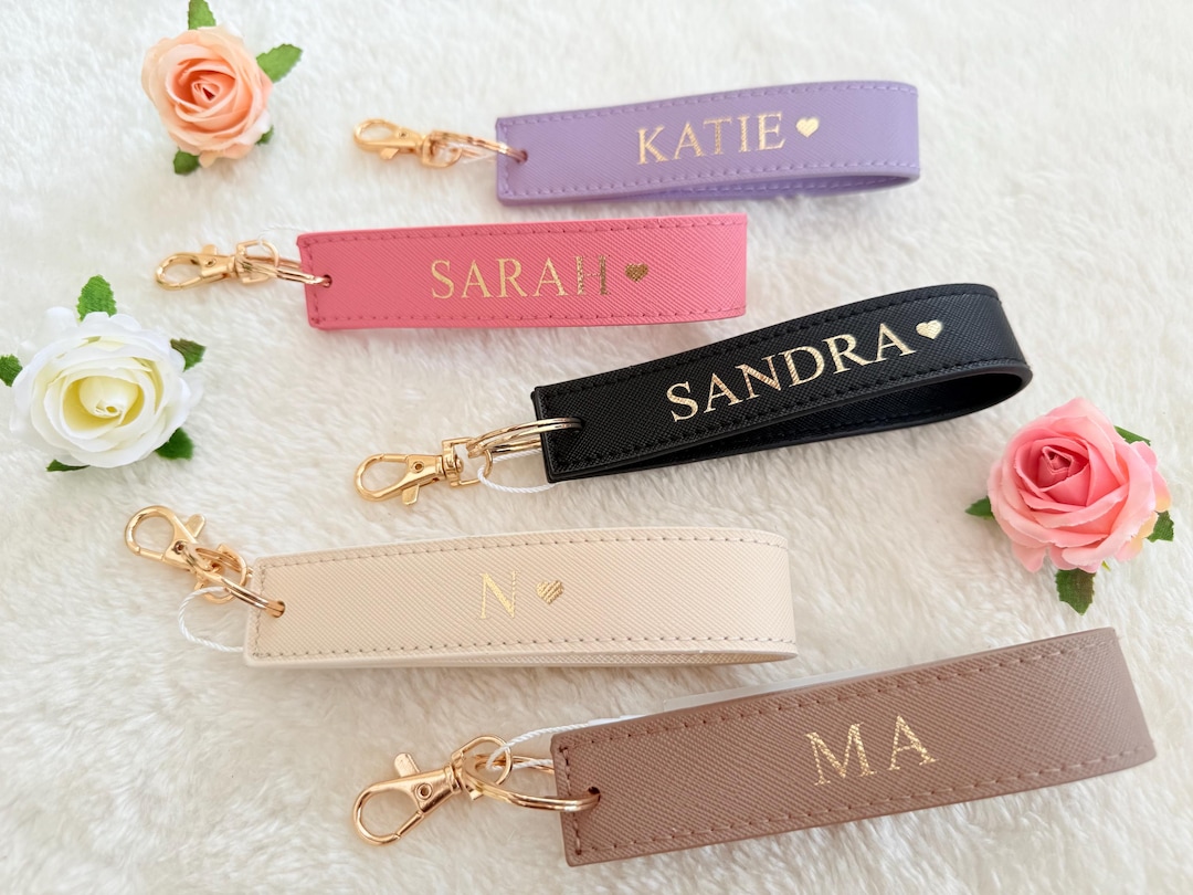 Personalised Wristlet Keyring, Monogrammed Strap Key Ring, Initials ...