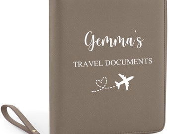 Organiseur de voyage personnalisé, Cadeau de voyage, Portefeuille de voyage, Porte-passeport, Porte-documents de voyage, Cadeau personnalisé pour elle, Voyage